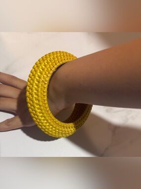 Woven Bangle Bracelet in Yellow